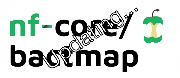 nf-core bactmap logo with the word 'updating' pasted over it
